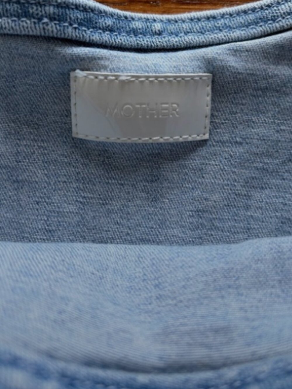 MOTHER Denim Tiered Jean Skirt Mid Rise Mini Blue 26 Raw Hem Cute Stretch Light - Picture 3 of 4